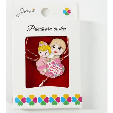 Martisor Brosa Mica in Cutie, Dimensiune Brosa 2.5-3 cm, Material Metal, Model "O minune pentru bunica" - vivimall.ro