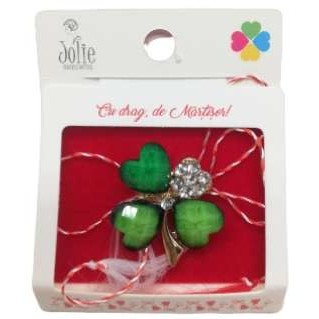 Martisor Brosa Trifoi Cu Pietre Model B-4 - vivimall.ro