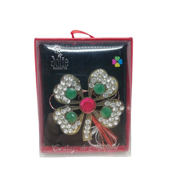 Martisor Brosa VINTAGE V6 Trifoi cu pietre  8cm x 10cm - vivimall.ro