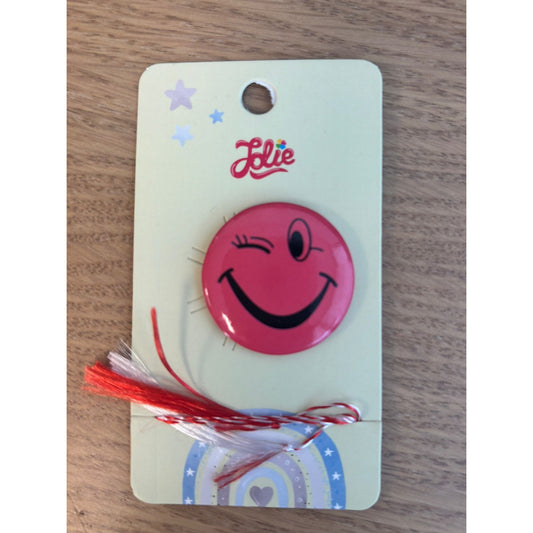 Martisor pentru copii, Brosa, Material Metal, Ambalaj Carton cu Design, Model Fata Fericita Roz - vivimall.ro