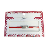Martisor tip Bratara cu Pandantiv Metalic, Jolie, cu Snur Textil Rosu Impletit, Model Love, Dimensiune Reglabila, Ambalata Individual - vivimall.ro