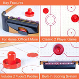 Masa Air Hockey Graffiti cu Picioare Scurte, Vivimall, Lemn, 2 Pucuri, Tabela Scor, 2 Impingatoare, 76x38x21.5 cm, Maro - vivimall.ro