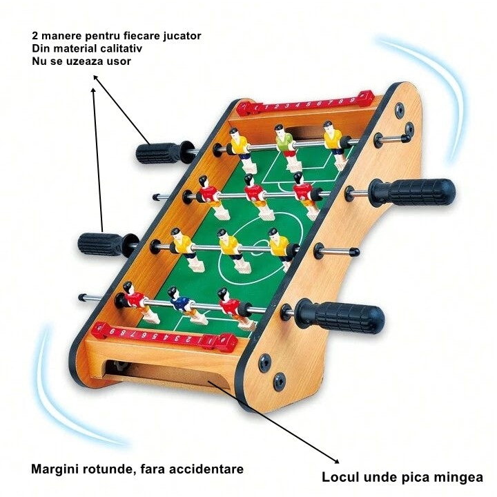 Masa De Fotbal Cu Teren Si 12 Jucatori 4 Manere, Cu Tablou Pentru Scor, Din Metal, Lemn Si Abs, Margini Rotunjite, Pentru Copii/Adulti - vivimall.ro