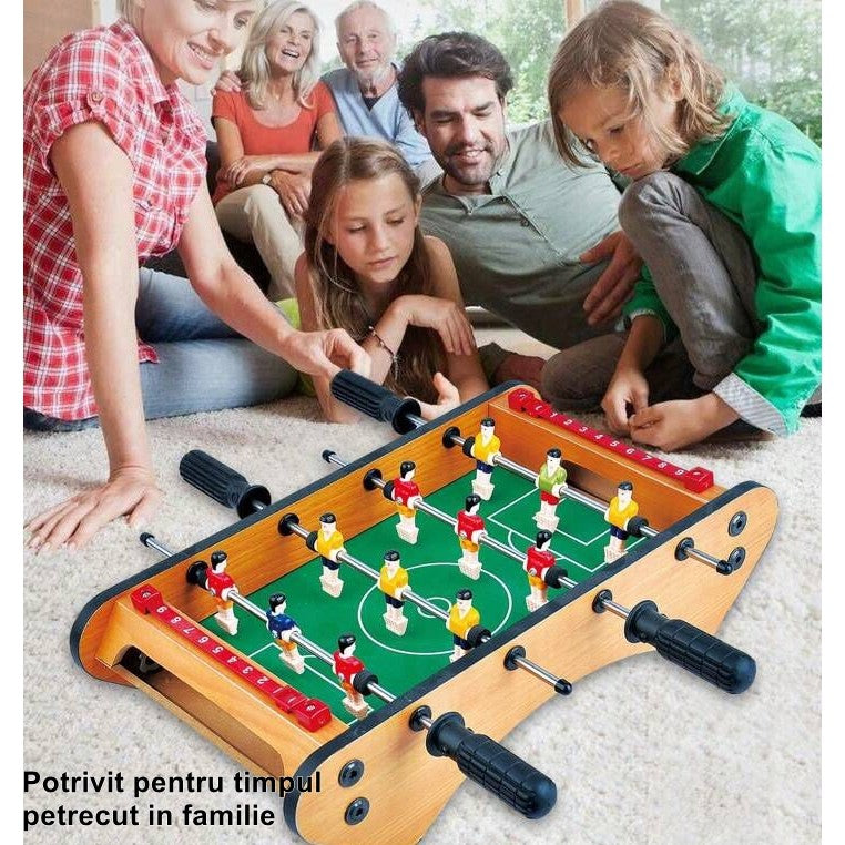 Masa De Fotbal Cu Teren Si 12 Jucatori 4 Manere, Cu Tablou Pentru Scor, Din Metal, Lemn Si Abs, Margini Rotunjite, Pentru Copii/Adulti - vivimall.ro