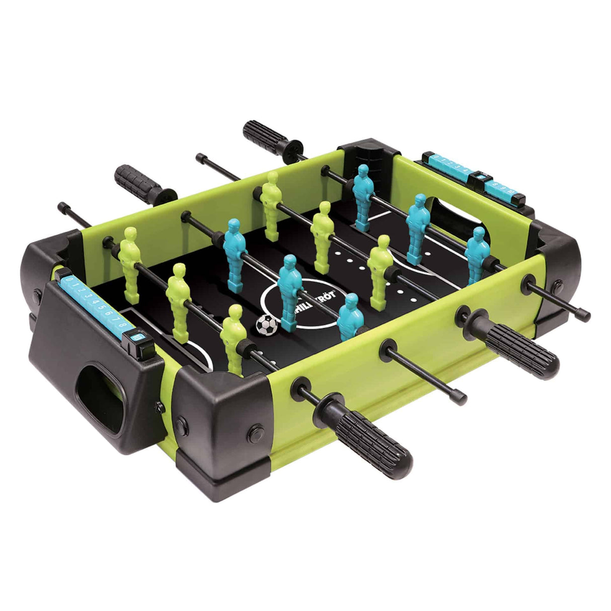 Masa De Fotbal Cu Teren Si 12 Jucatori 4 Manere, Cu Tablou Scor, Din Metal Si Abs, Design, Pentru Copii/Adulti, Verde