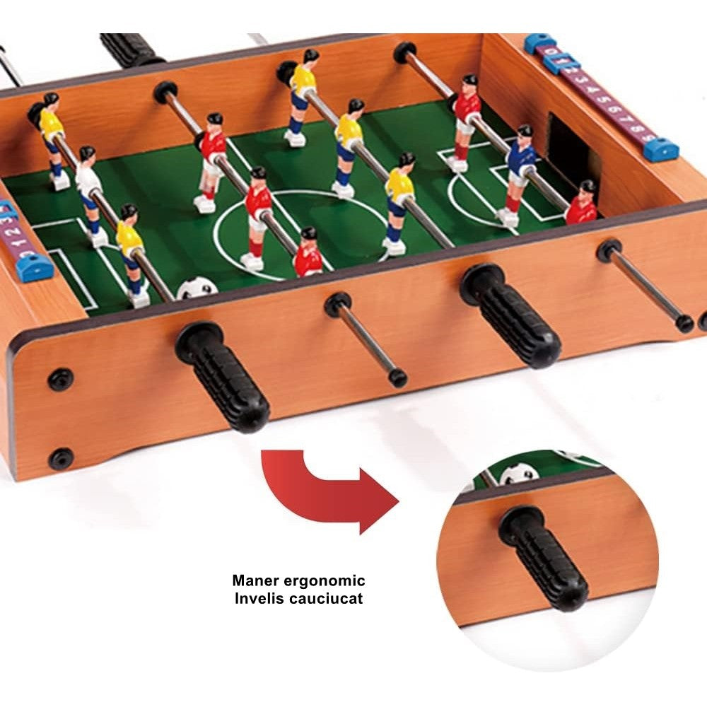 Masa De Fotbal Cu Teren Si 12 Jucatori Cu Tablou Pentru Scor, Din Metal, Lemn Si Abs, Pentru Copii - vivimall.ro