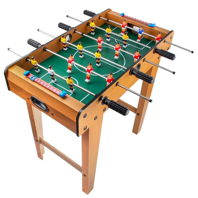 Masa de Fotbal cu Teren si 18 Jucatori Vivimall, 6 Manere, cu Tablou pentru Scor, din Metal, Lemn si ABS, 69 x 36.5 x 61 cm, cu Picioruse, pentru copii/adulti - vivimall.ro