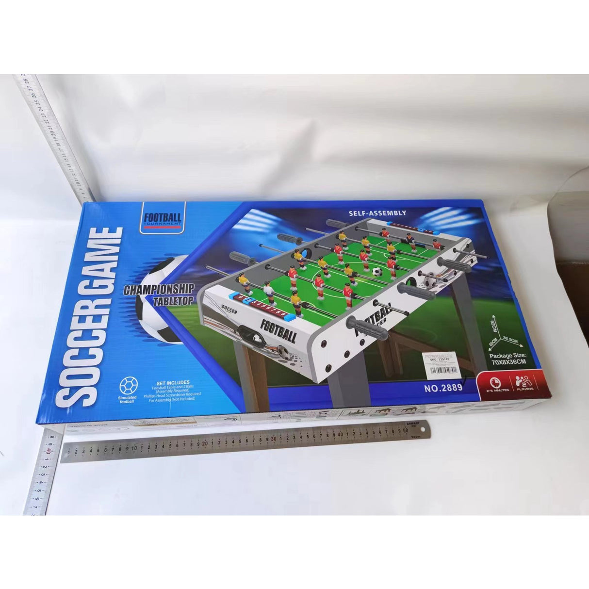 Masa de fotbal cu teren si 18 jucatori Vivimall, 6 manere, cu Tablou Scor, din Metal, Lemn si ABS, 69 x 36.5 x 23 cm, cu Picioare, Design Multicolor, pentru copii/adulti - vivimall.ro