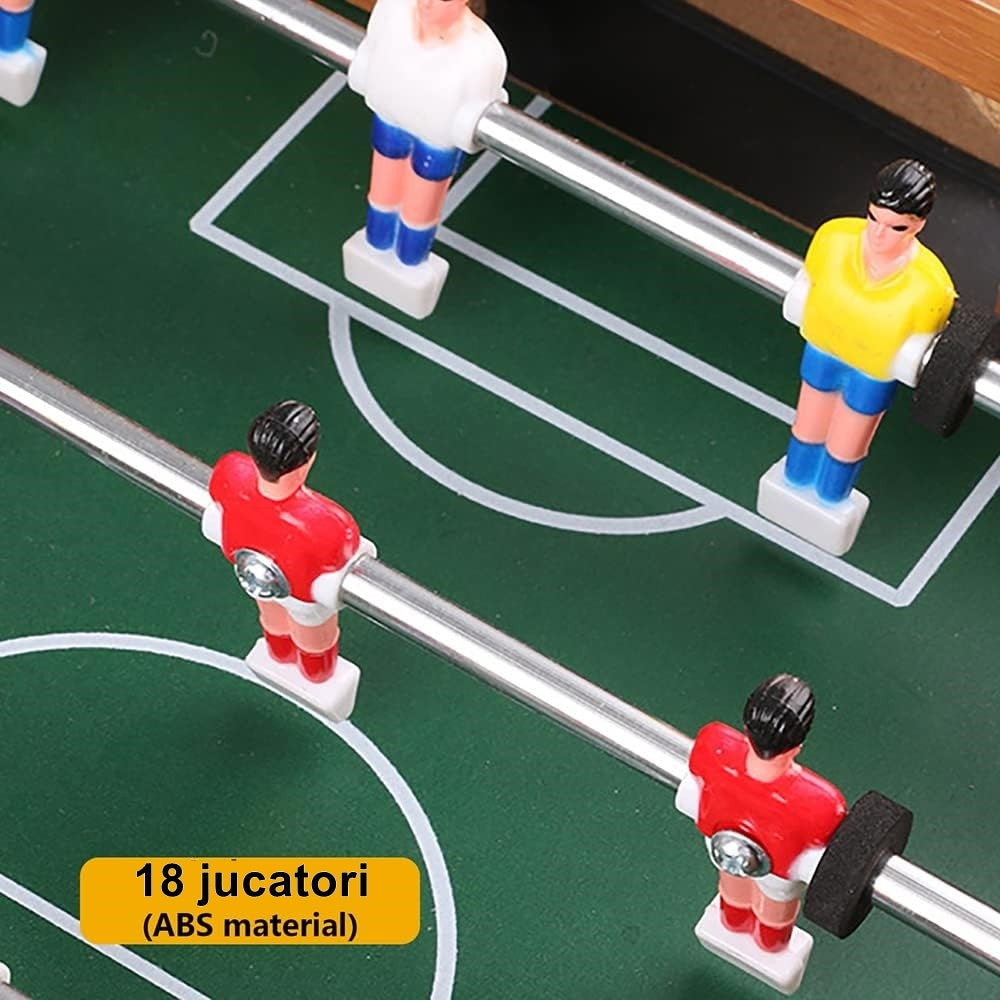 Masa De Fotbal Cu Teren Si 18 Jucatori Cu Tablou Pentru Scor, Din Metal, Lemn Si Abs, Pentru Copii - vivimall.ro