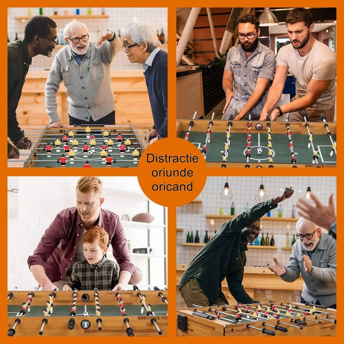 Masa De Fotbal Cu Teren Si 21 Jucatori 8 Manere, Cu Tablou Pentru Scor, Din Metal, Lemn Si Abs, Cu Picioare, Pentru Copii/Adulti - vivimall.ro