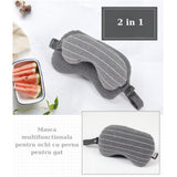 Masca De Dormit, 2 In 1, Cu Tetiera, Din Particule De Spuma Si Bumbac, Inchis - vivimall.ro
