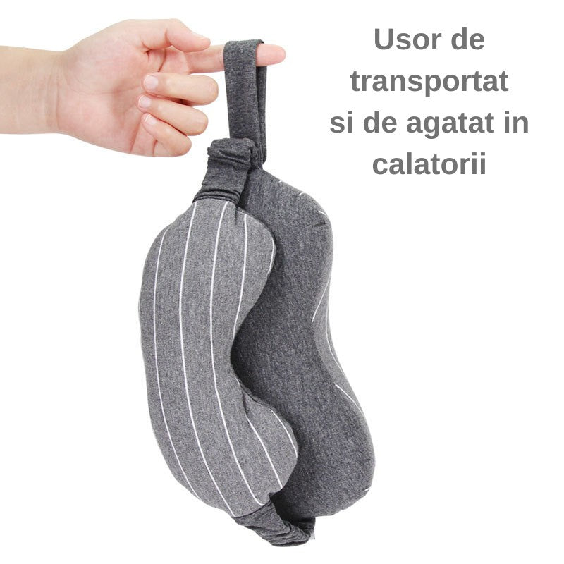 Masca De Dormit, 2 In 1, Cu Tetiera, Din Particule De Spuma Si Bumbac, Inchis - vivimall.ro