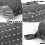 Masca De Dormit, 2 In 1, Cu Tetiera, Din Particule De Spuma Si Bumbac, Inchis - vivimall.ro