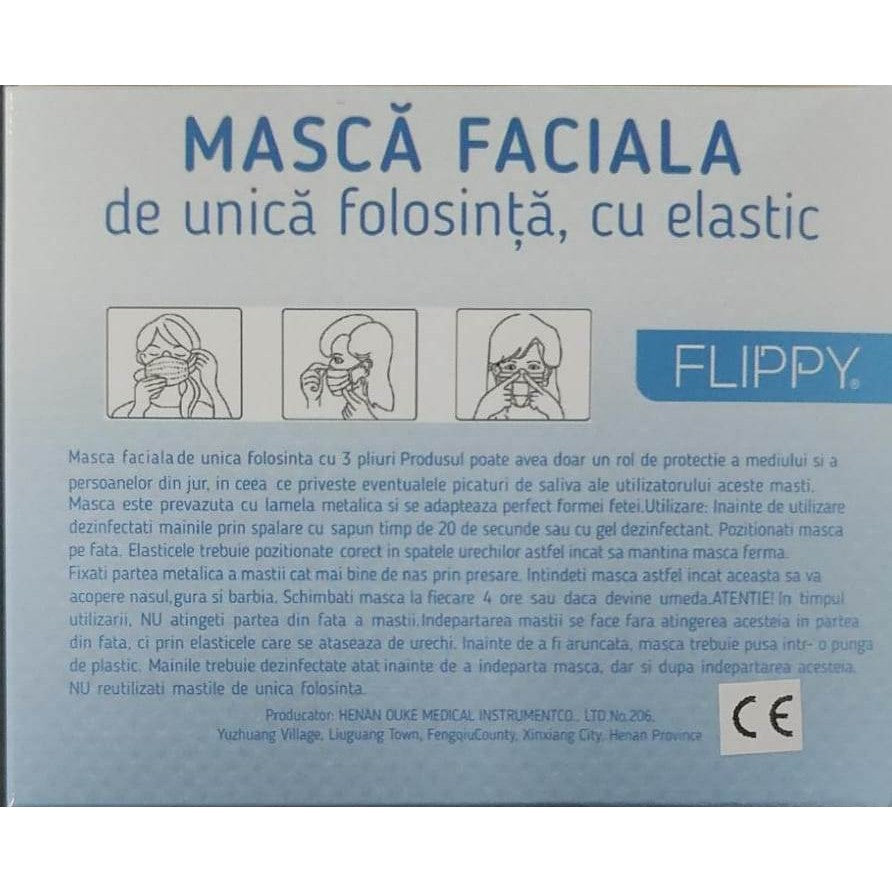 Masca Faciala 3 Straturi Si 3 Pliuri - 50 Bucati