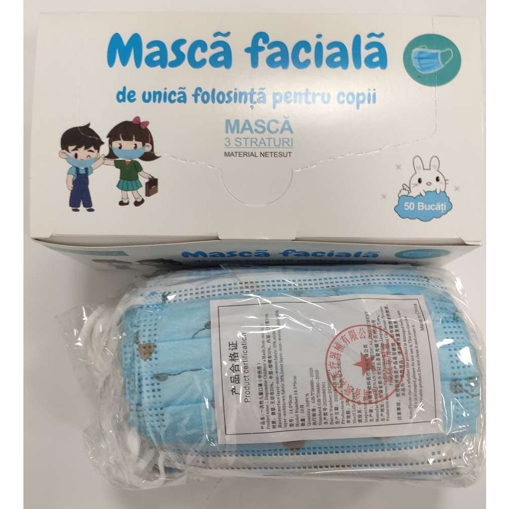 Masca Faciala Pentru Copii, 3 Straturi Si 3 Pliuri, Astra - 1 Bucata