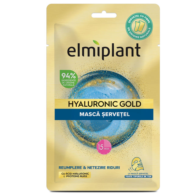 Masca Servetel Pentru Fata, Elmiplant, Hyaluronic Gold - vivimall.ro