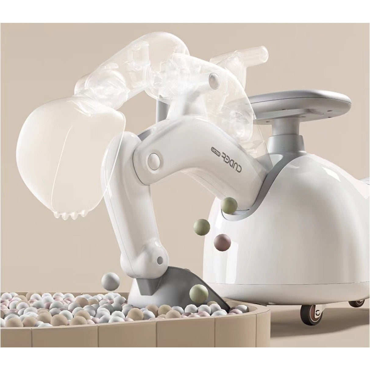 Masina 3 in 1, Vivimall, 1-3 Ani, Tip Excavator/Balansoar/Masina Yo Yo, din Plastic, 4 Roti Silentioase, 71.5 x 34 x 39 cm, Alb - vivimall.ro