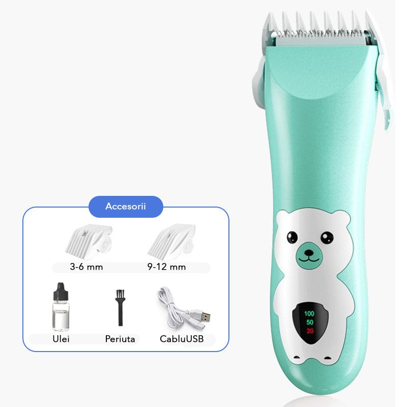 Masina De Tuns Bebelusi Si Copii, Display Digital, Lame Cermice Si Inox, Fara Fir, Functie Anti Taiere, Silentios, 50 W, Rezistent La Apa, 2 Accesorii, Incarcator Usb - vivimall.ro