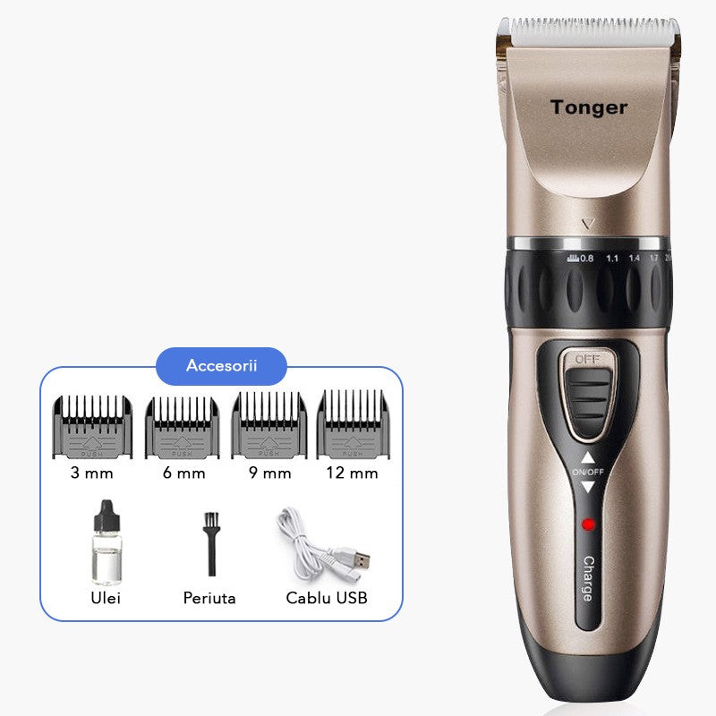 Masina De Tuns Bebelusi Si Copii, Lame Cermice Si Inox, Fara Fir, Functie Anti Taiere, Silentios, 50 W, 4 Accesorii, Incarcator Usb, Gold - vivimall.ro