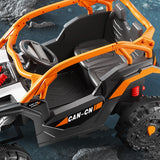 Masina Electrica pentru Copii, Vivimall, Tip Buggy/UTV Off-Road Dual Drive, Conectare Bluetooth, Telecomanda, Lumina Intermitenta si Muzica, Baterie 380*2, 6V 7Ah, 97 x 62 x 58 cm, Portocaliu Negru - vivimall.ro