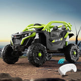 Masina Electrica pentru Copii, Vivimall, Tip Buggy/UTV Off-Road Dual Drive, Conectare Bluetooth, Telecomanda, Lumina Intermitenta si Muzica, Baterie 380*2, 6V 7Ah, 97 x 62 x 58 cm, Verde Negru - vivimall.ro