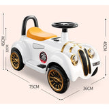 Masinuta Electrica Vivimall, Model de Epoca, cu Acumulator, Sistem Anti-Rasturnare, Sistem de Lumini si Sunet, 1-5 Ani, 75 x 36 x 45 cm, Alb - vivimall.ro