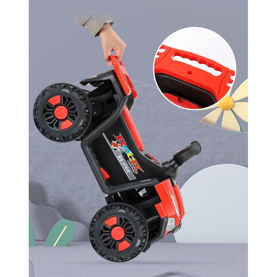 Masinuta Electrica Vivimall, pe 4 Roti, Tip ATV, cu Acumulator, Sistem Anti-Rasturnare, Sistem de Lumini si Sunet, 2-5 Ani, 70 x 43 x 48 cm, Rosu - vivimall.ro