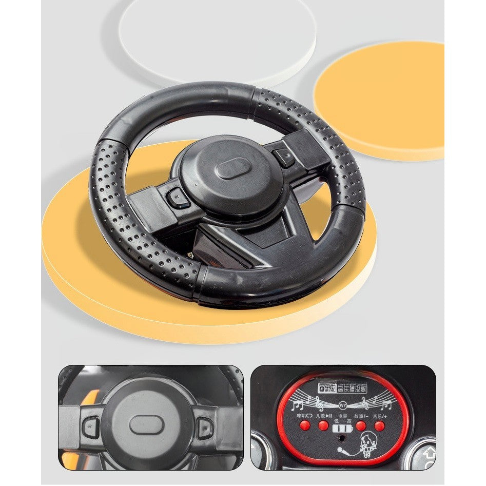 Masinuta Electrica Vivimall, Tip Excavator, Brat Electric cu Maneta de Control, Spatar si Bare Laterale, Sistem Muzica si Lumini, 1-8 Ani, 72 x 36 x 50 cm, Portocaliu - vivimall.ro