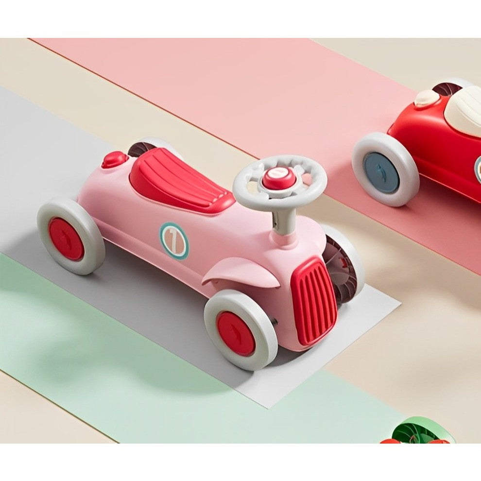 Masinuta Ride-On Vivimall, cu Sistem Anti-Rasturnare, Claxon pe Volan, 1-6 Ani, 60 x 28 x 34 cm, Roz - vivimall.ro