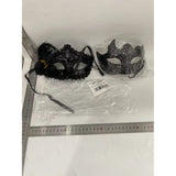 Set 2 Masti de Cuplu, Flippy, pentru Carnaval, Bal Mascat, Marime Universala, Model Floare Laterala si Margele, Model Clasic, Negru texturat