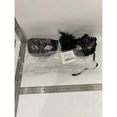 Set 2 Masti de Cuplu, Flippy, pentru Carnaval, Bal Mascat, Marime Universala, Model Floare Laterala si Margele, Model Clasic, Negru Gri