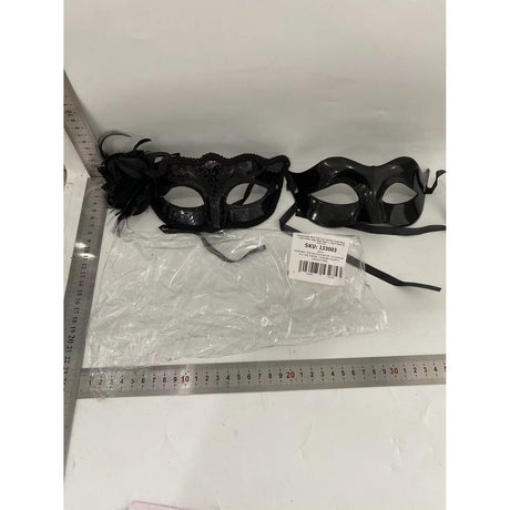 Set 2 Masti de Cuplu, Flippy, pentru Carnaval, Bal Mascat, Marime Universala, Model Floare Laterala si Margele, Model Clasic Fluture, Negru