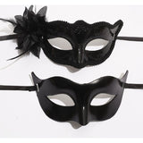 Set 2 Masti de Cuplu, Flippy, pentru Carnaval, Bal Mascat, Marime Universala, Model Floare Laterala si Margele, Model Clasic Fluture, Negru