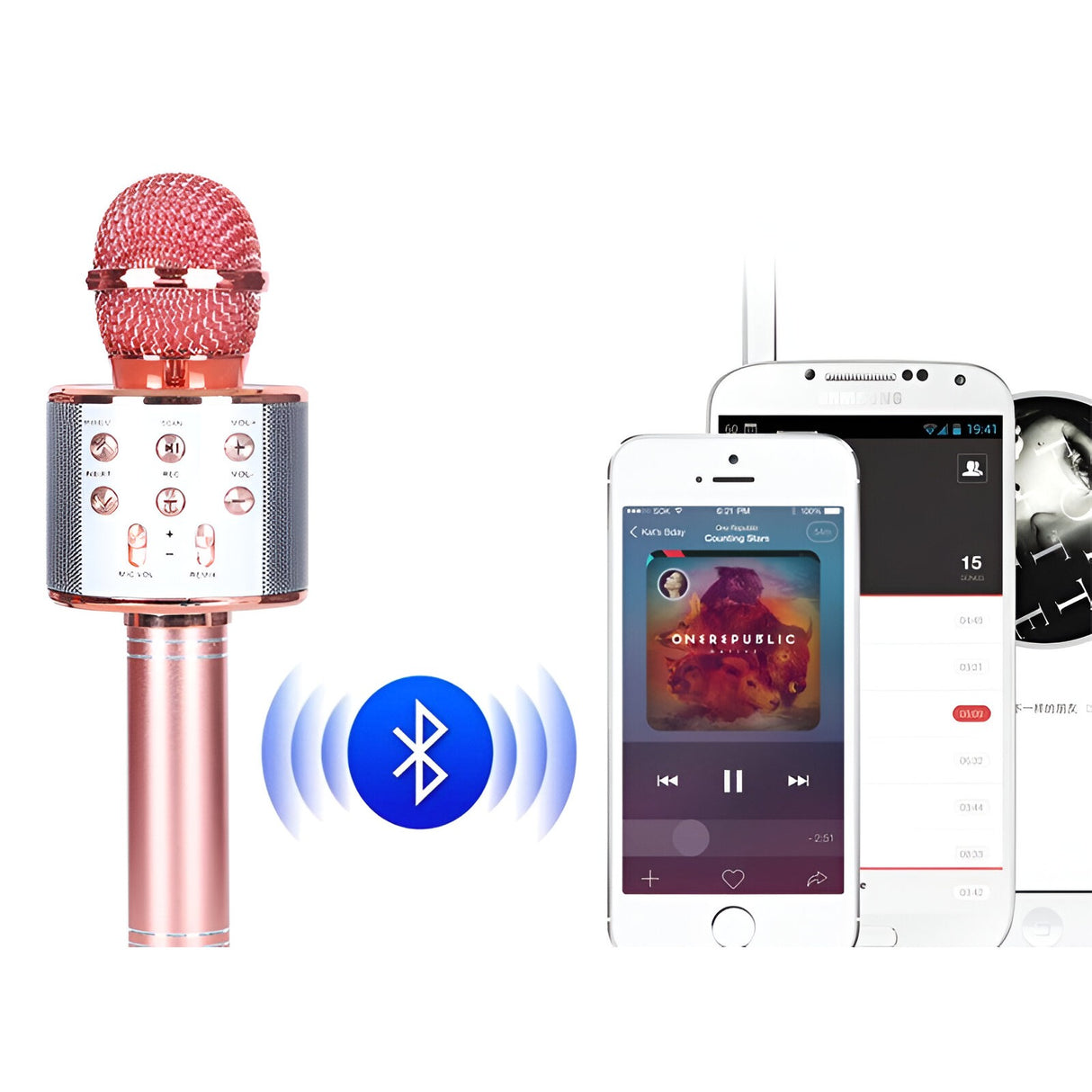 Microfon Karaoke, Pentru Copii, Bluetooth, Boxa Incorporata, Compatibil Cu Orice Smartphone, Acumulator Integrat, Multifunctional, Rose Gold - vivimall.ro