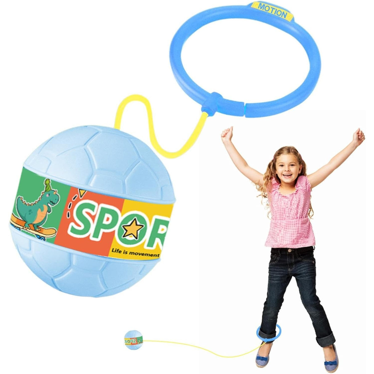 Minge Pentru Sarit, Tip Coarda Hula Hoop, Cerc 12 Cm, Coarda 52 Cm, Minge 12 X 11 Cm, Functie Iluminat, 4-6 Ani, Plastic - vivimall.ro