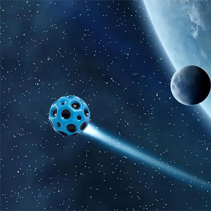 Minge hiperelastică Space Moon Ball albastră în aer liber, săritură dinamică, 66 mm
