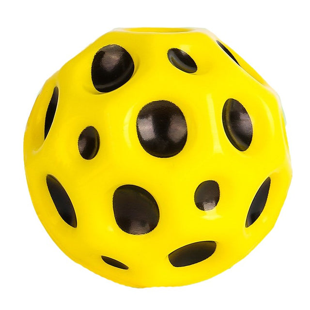 Minge saltăreață hiperelastică Space Moon Ball galben 66 mm, vedere frontală