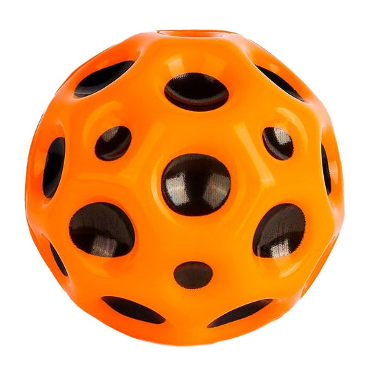 Minge Saltareata Hiperelastica, Vivimall, Space Moon Ball foarte Elastica, Antistress pentru Copii, Diametru 66 mm, Portocaliu - vivimall.ro