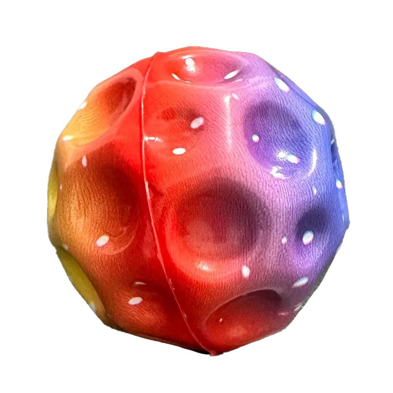 Minge saltăreață Space Moon Ball hiperelastică, diametru 66 mm, multicolor roșu, vedere frontală