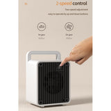 Mini Aeroterma, Flippy, Mini Radiator Electric, Putere 900 W, Buton cu 2 Trepte de Temperatura, Inchidere Automata, cu Maner de Prindere, 15x10.3x21 cm, Alb/ Negru