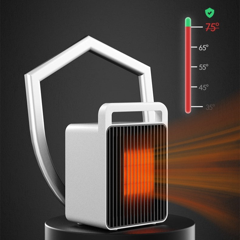 Mini Aeroterma, Flippy, Mini Radiator Electric, Putere 900 W, Buton cu 2 Trepte de Temperatura, Inchidere Automata, cu Maner de Prindere, 15x10.3x21 cm, Alb/ Negru