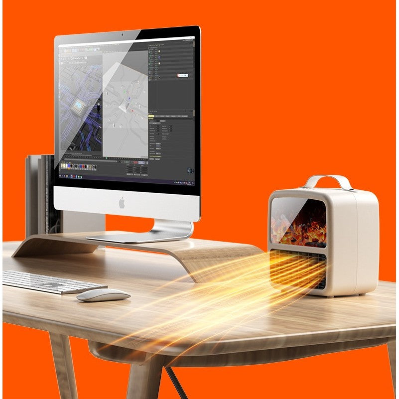 Mini Aeroterma Portabila, Display Lcd, Flacara Tip Semineu, 1500W, 2 Trepte, Oprire Automata, 22 X 22 X 15 Cm - vivimall.ro