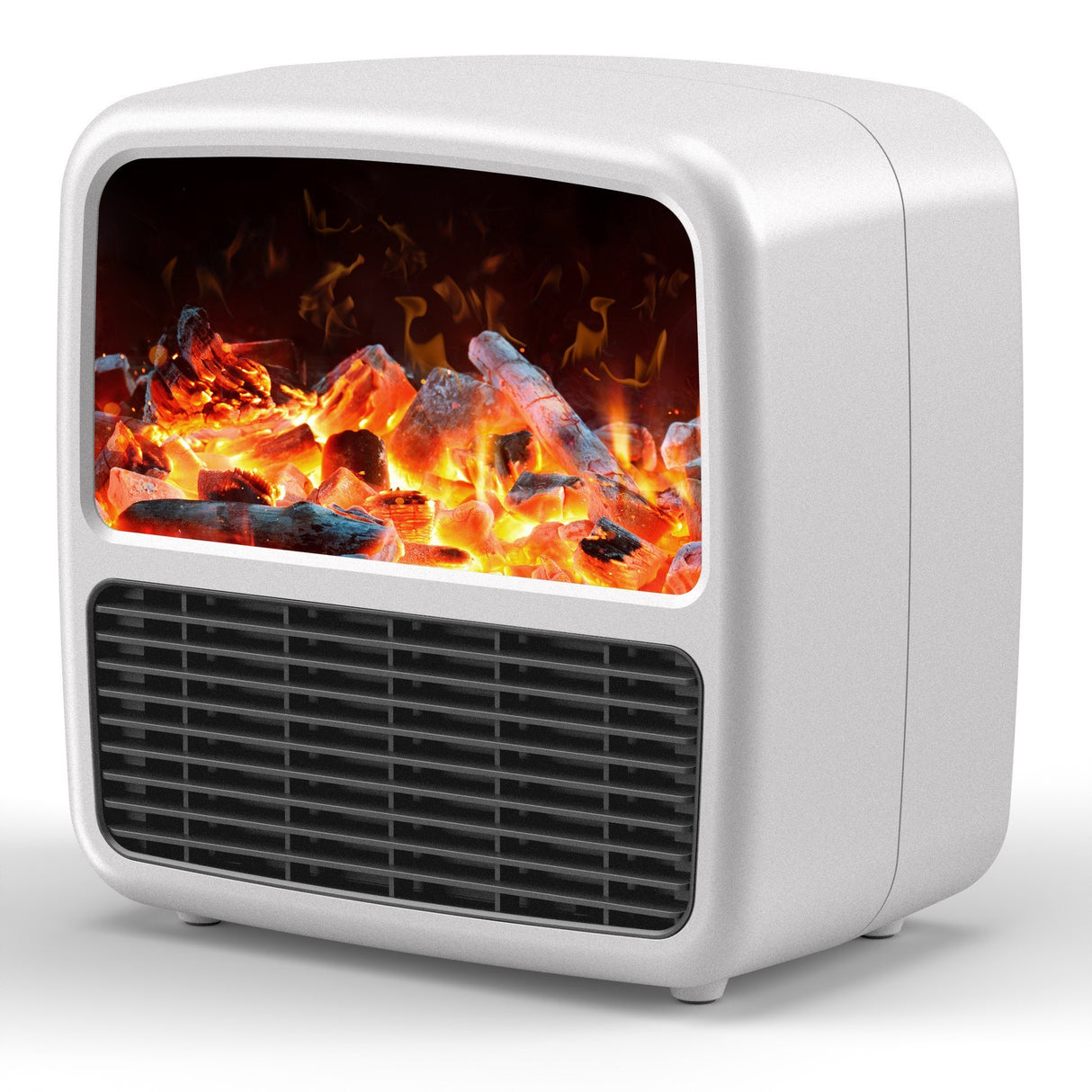 Mini Aeroterma Portabila, Display Lcd, Flacara Tip Semineu, 1500W, 2 Trepte, Oprire Automata, 22 X 22 X 15 Cm - vivimall.ro