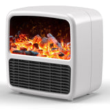 Mini Aeroterma Portabila, Display Lcd, Flacara Tip Semineu, 1500W, 2 Trepte, Oprire Automata, 22 X 22 X 15 Cm - vivimall.ro