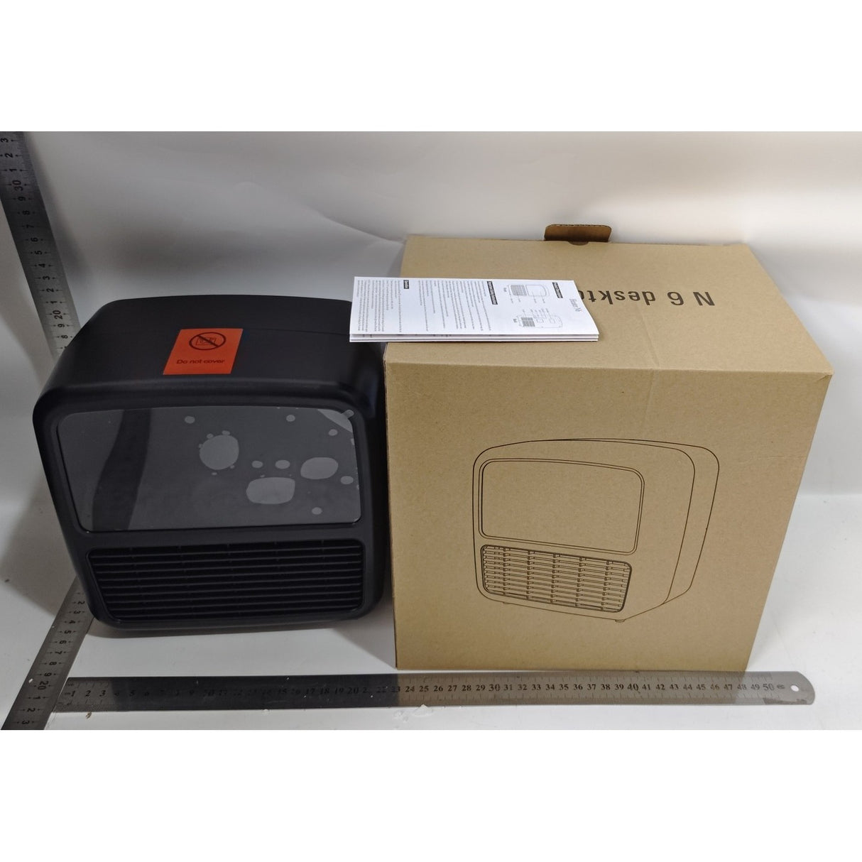 Mini Aeroterma Portabila, Vivimall, Display LCD, Flacara Tip Semineu, 1500W, 2 Trepte, Oprire Automata, 22 x 22 x 15 cm, Negru - vivimall.ro