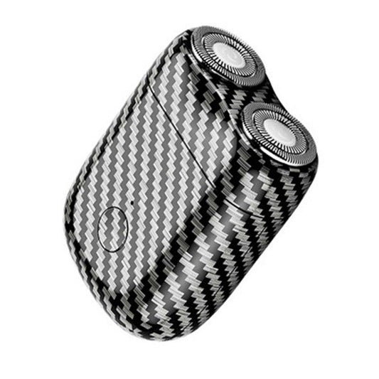 Mini Aparat de Ras Electric, Vivimall, din ABS cu Fibra de Carbon, Portabil, Cap Rotativ Detasabil cu 2 Lame de Otel, Rezistent la Apa, Incarcare Type-C, Autonomie 45 min, Alb/Negru