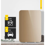 Mini frigider cosmetice, Vivimall, dubla functie de incalzire/racire, portabil, Exterior -19x28x26 cm, Interior - 14x24x15, cm 8L, gold, Resigilat - vivimall.ro