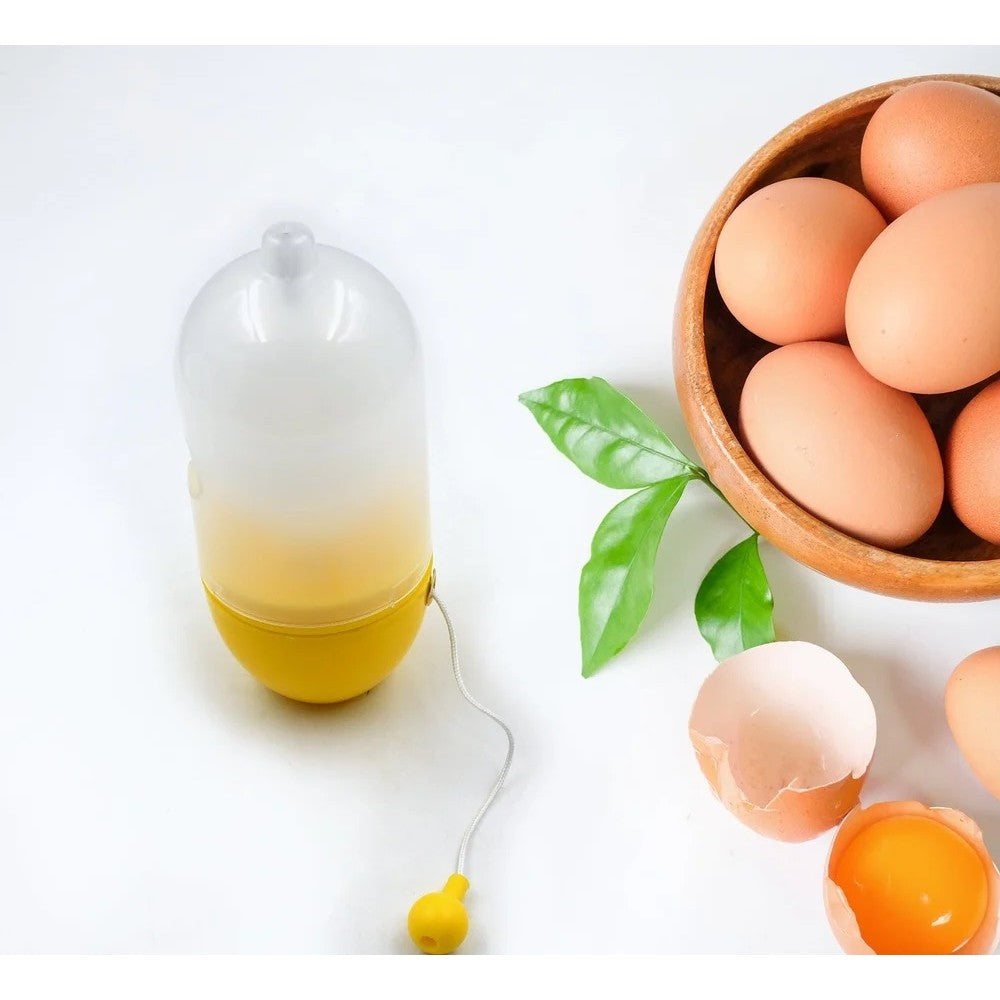 Mini Shaker Manual Pentru Oua, Pentru Galbenusuri Si Albusuri, Mixer Amestecare, 15X6 Cm, Galben - vivimall.ro
