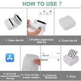 Mini Imprimanta Foto Portabila, Vivimall, 5 Role de Hartie Termica, 5 Role Autocolante, 3 Role Colorate, Pixuri, Incarcare USB, Model Pisica, Alb Roz - vivimall.ro