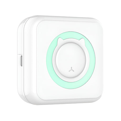 Mini Imprimanta Foto Portabila, Vivimall, 5 Role de Hartie Termica, 5 Role Autocolante, 3 Role Colorate, Pixuri, Incarcare USB, Model Pisica, Alb Verde - vivimall.ro